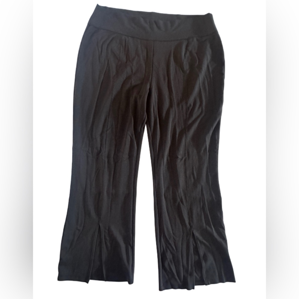 The Drop Black Wide Leg Pants with Front Slits